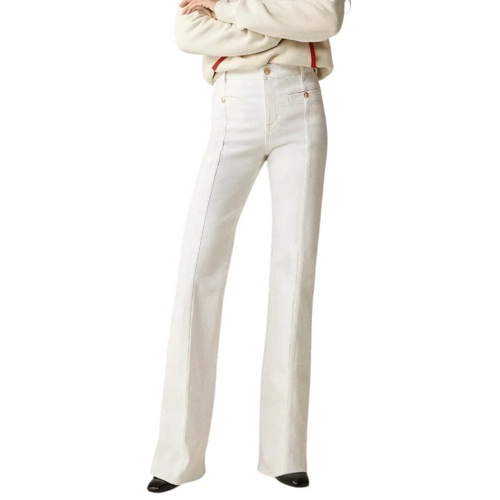 J. Crew White Wide Leg High-Rise Jeans